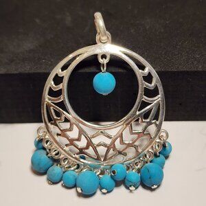 925 Silver Turquoise Colored Bead Pendant